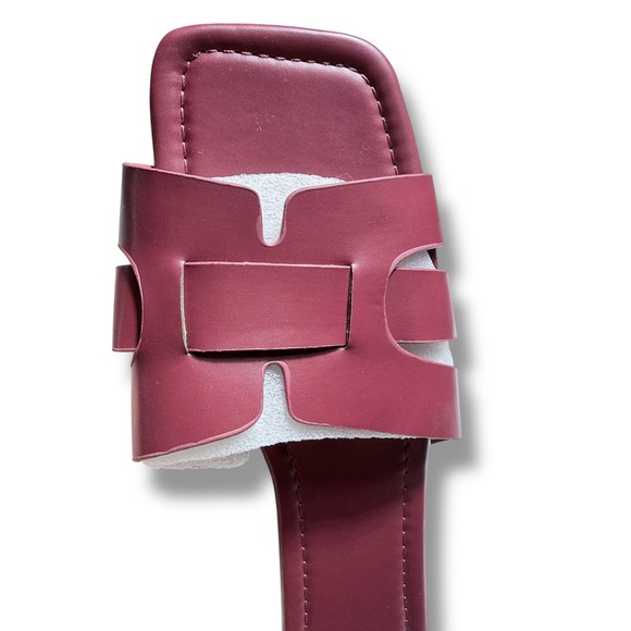 NEW Womens Burgundy H Style Slip On Flat Sandals Sz 11 Womens EU 44 Wine colord - Picture 3 of 12